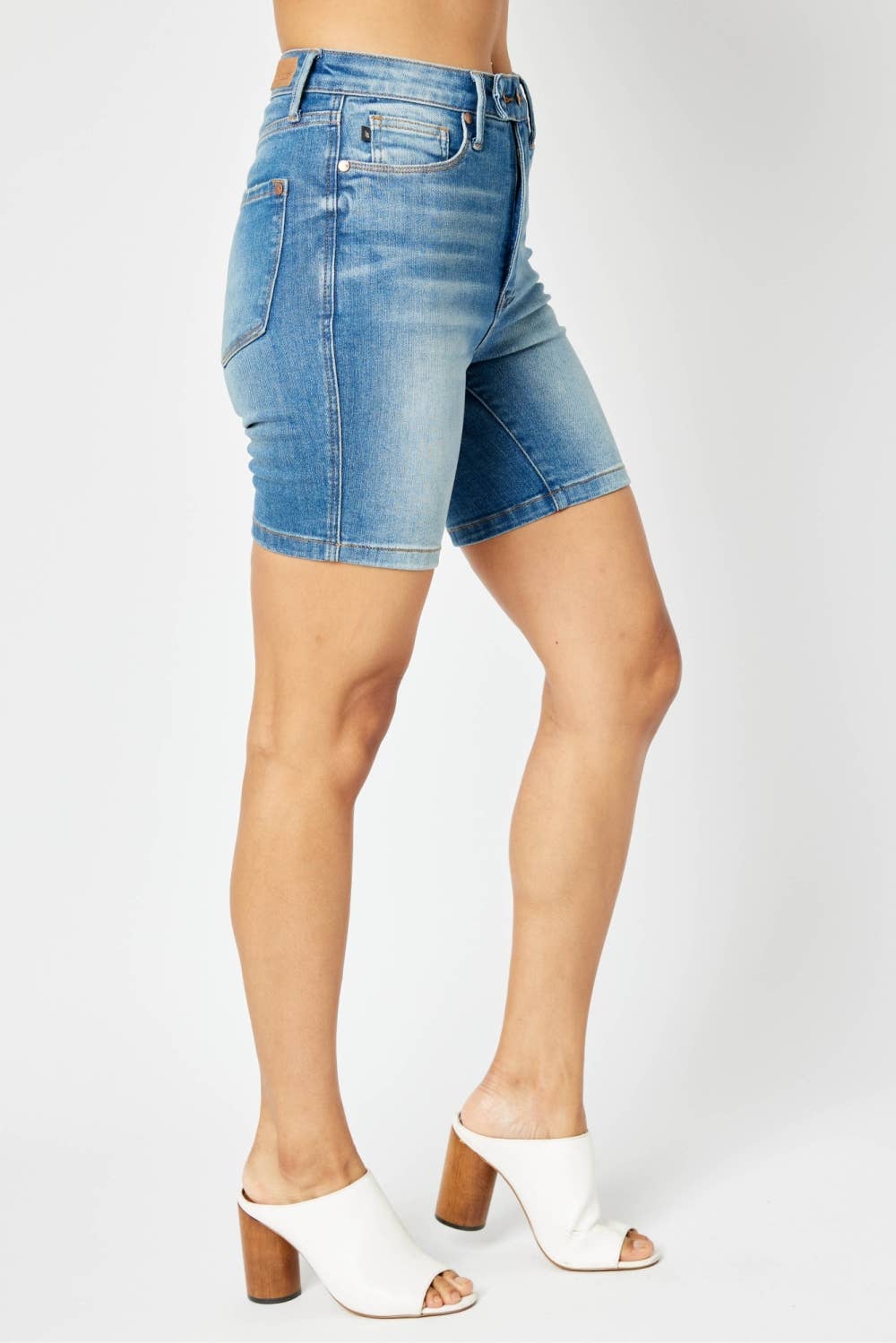 Judy Blue NWT HW Tummy Control Double Button Bermuda Shorts