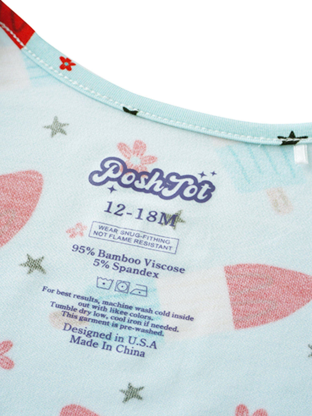 PoshTOT Bomb Pops Bamboo Baby Convertible Zippy Romper: 0-3M