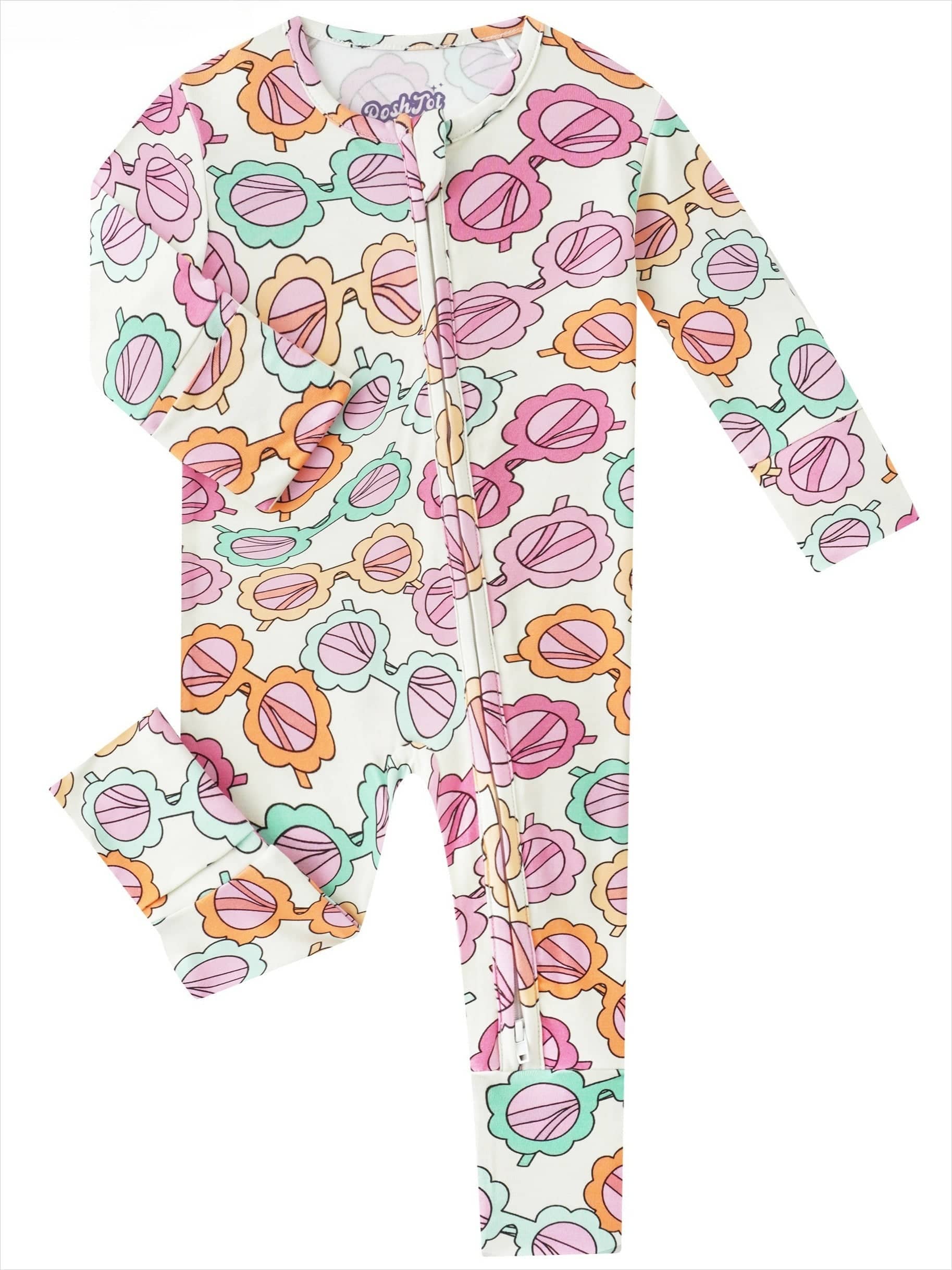 PoshTOT Colorful Stars Bamboo Baby Convertible Zippy Romper: Star / 3-6M
