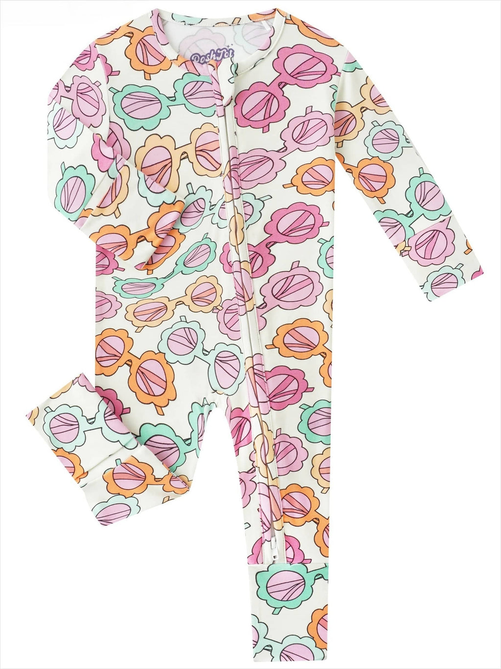PoshTOT Colorful Stars Bamboo Baby Convertible Zippy Romper: Star / 9-12M
