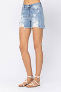 Judy Blue NWT Hi-Rise Paint Splash Destroy Shorts XL