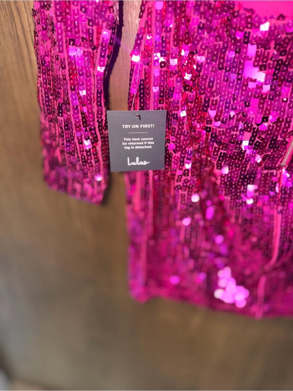 Lulu’s Women’s Glowing Sensation Magenta Sequin Mini Bodycon Dress Large NWT
