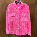 White Burch Pink Sequin Shacket Button Front Size Small