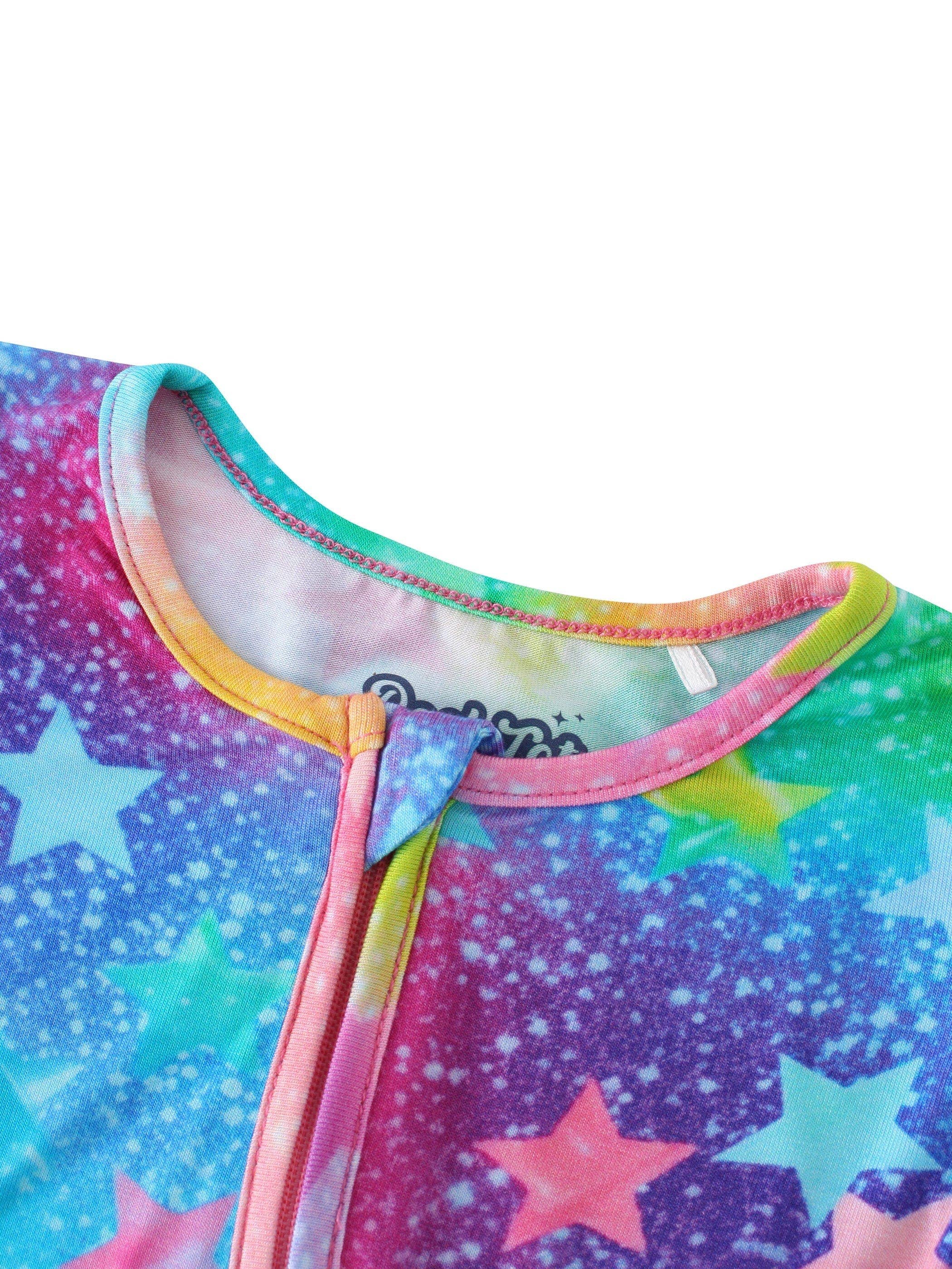 PoshTOT Colorful Stars Bamboo Baby Convertible Zippy Romper: Star / 0-3M