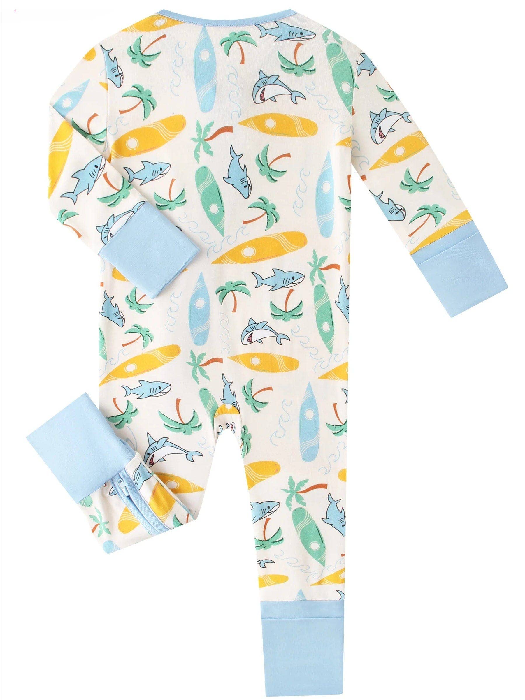 PoshTOT Beach Surfing Bamboo Baby Convertible Zippy Romper: 0-3M