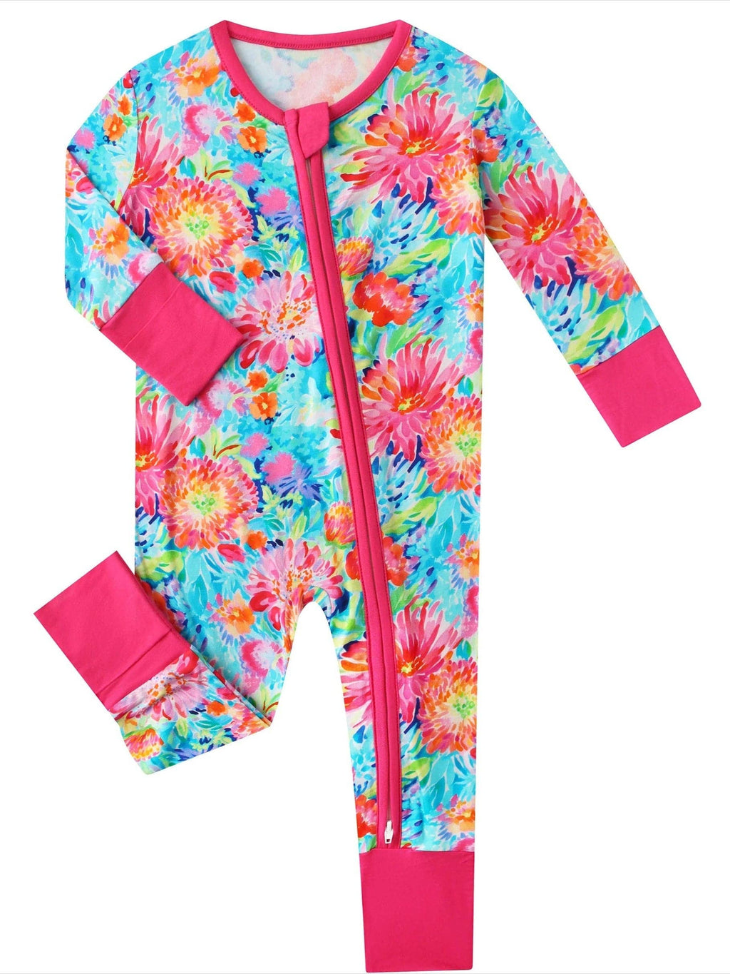 PoshTOT Chrysanthemum Bamboo Baby Convertible Zippy Romper: 6-12M