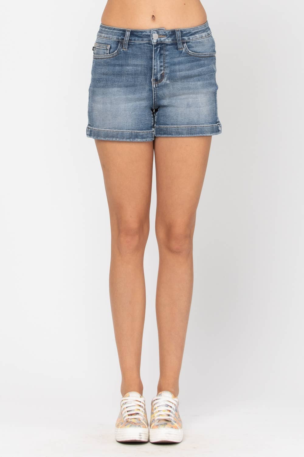 Judy Blue NWT MID-RISE 1" Hem Cuffed Shorts XL