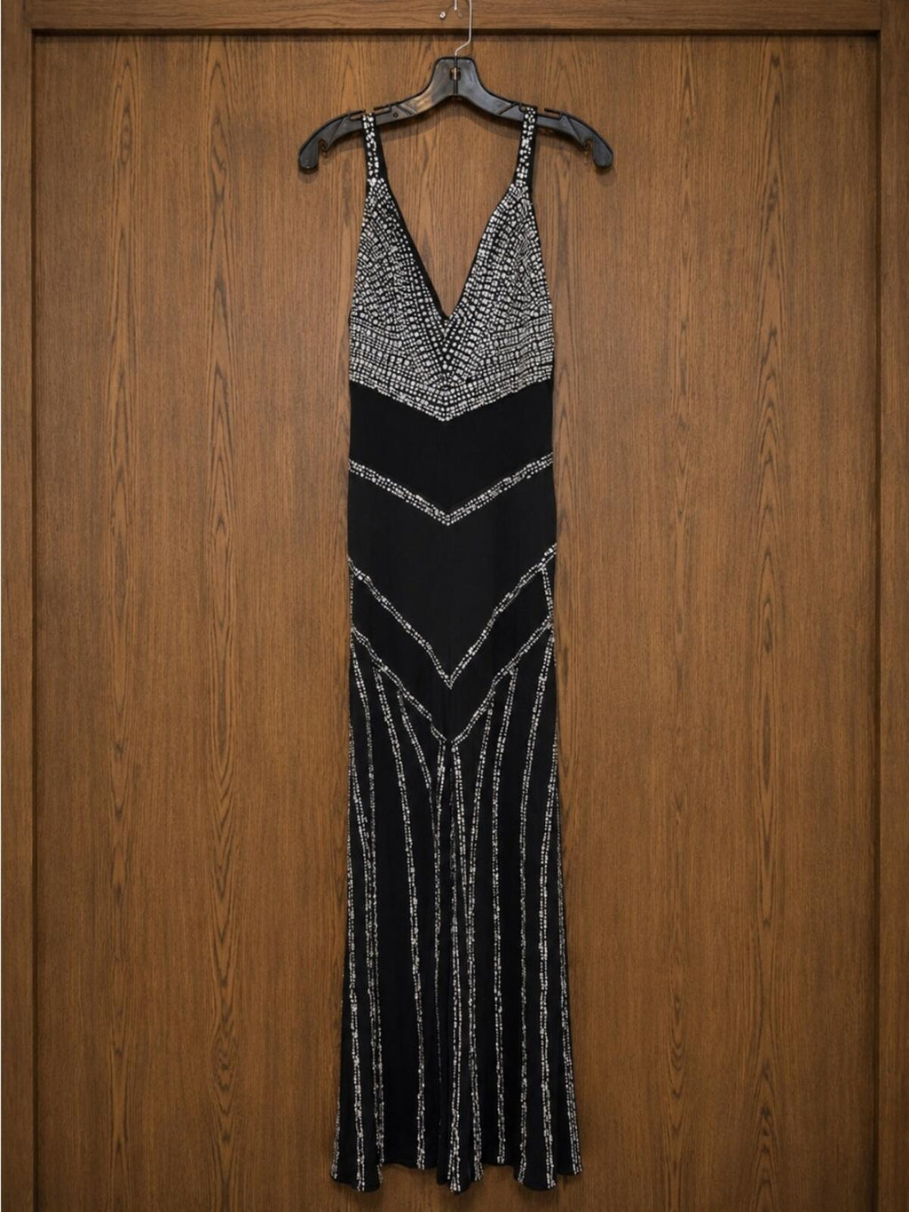 Southern Fried Chics Women’s Black Beaded V-Neck Jumpsuit Size Large