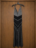 Southern Fried Chics Women’s Black Beaded V-Neck Jumpsuit Size Large