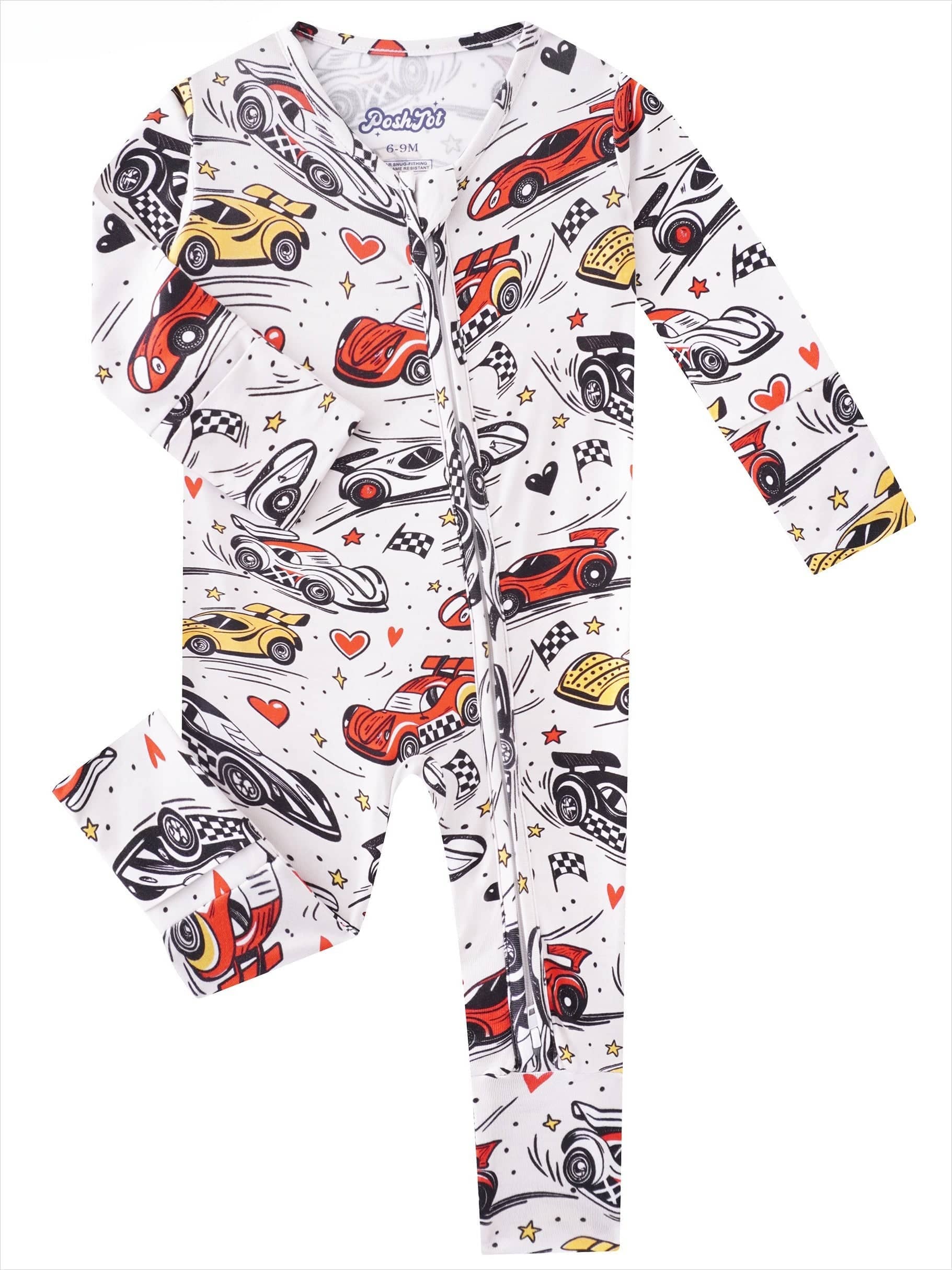 PoshTOT Colorful Stars Bamboo Baby Convertible Zippy Romper: Star / 3-6M
