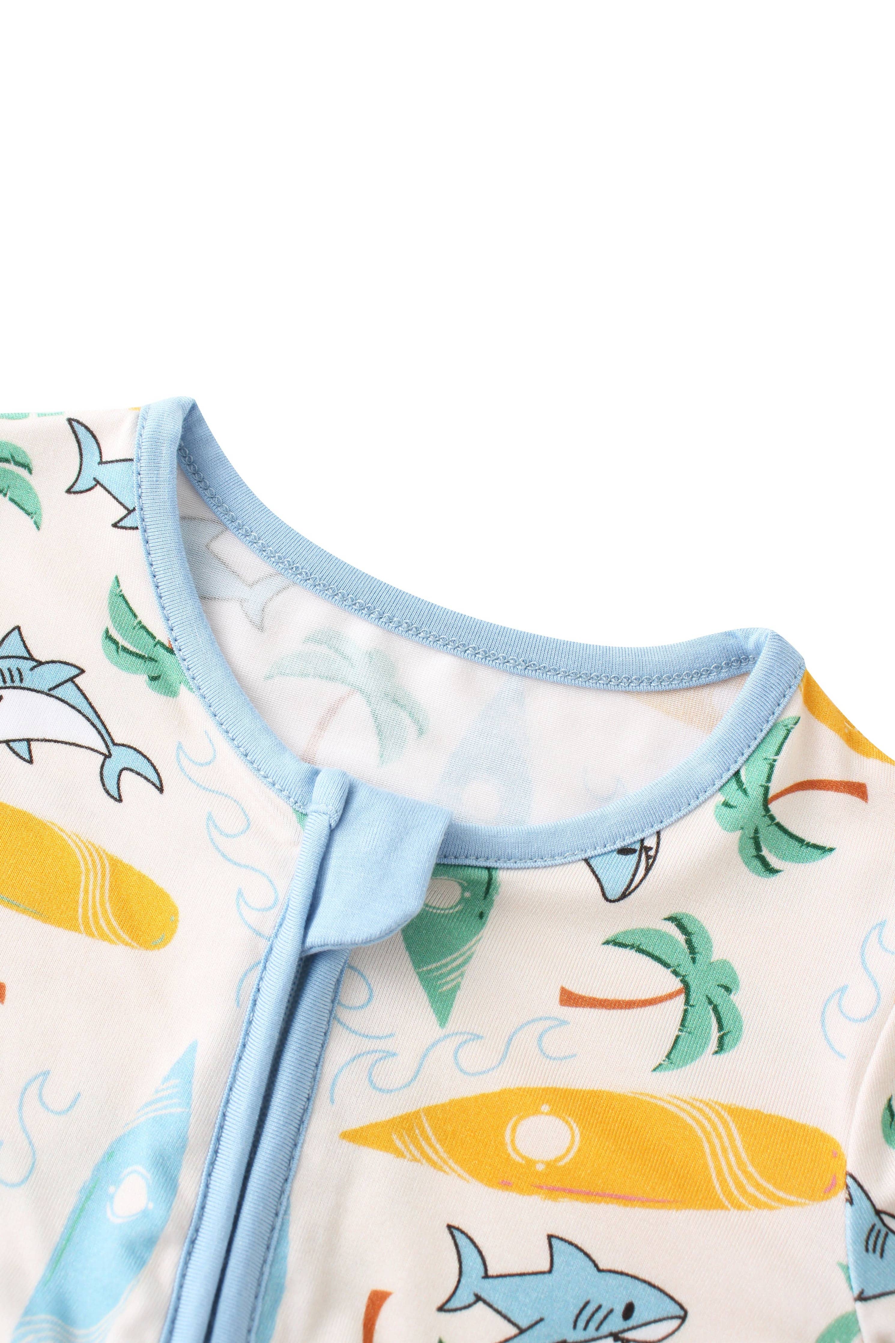 PoshTOT Beach Surfing Bamboo Baby Convertible Zippy Romper: 12-18M