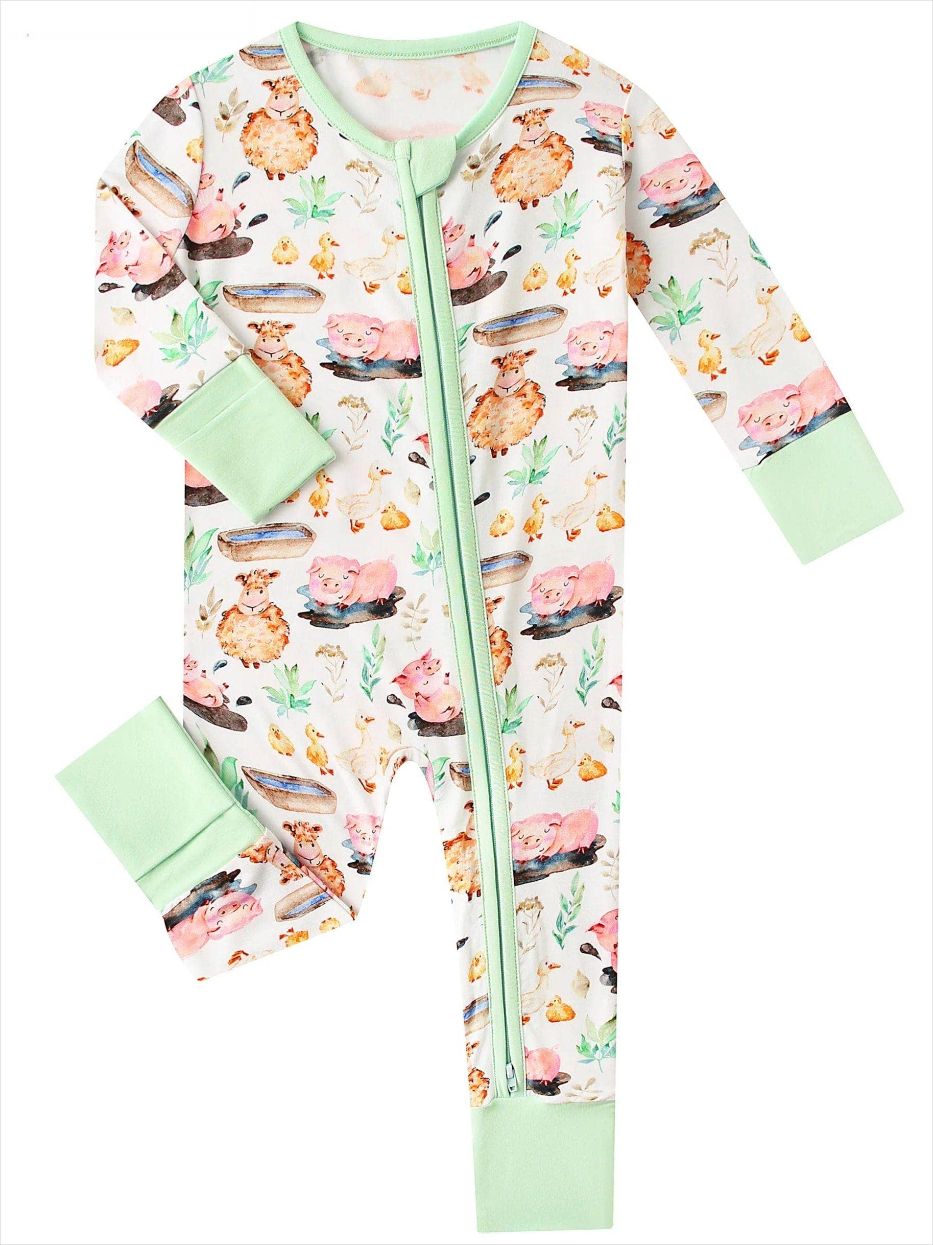 PoshTOT Little Yellow Sheep Bamboo Baby Convertible Zippy Romper: 6-12M