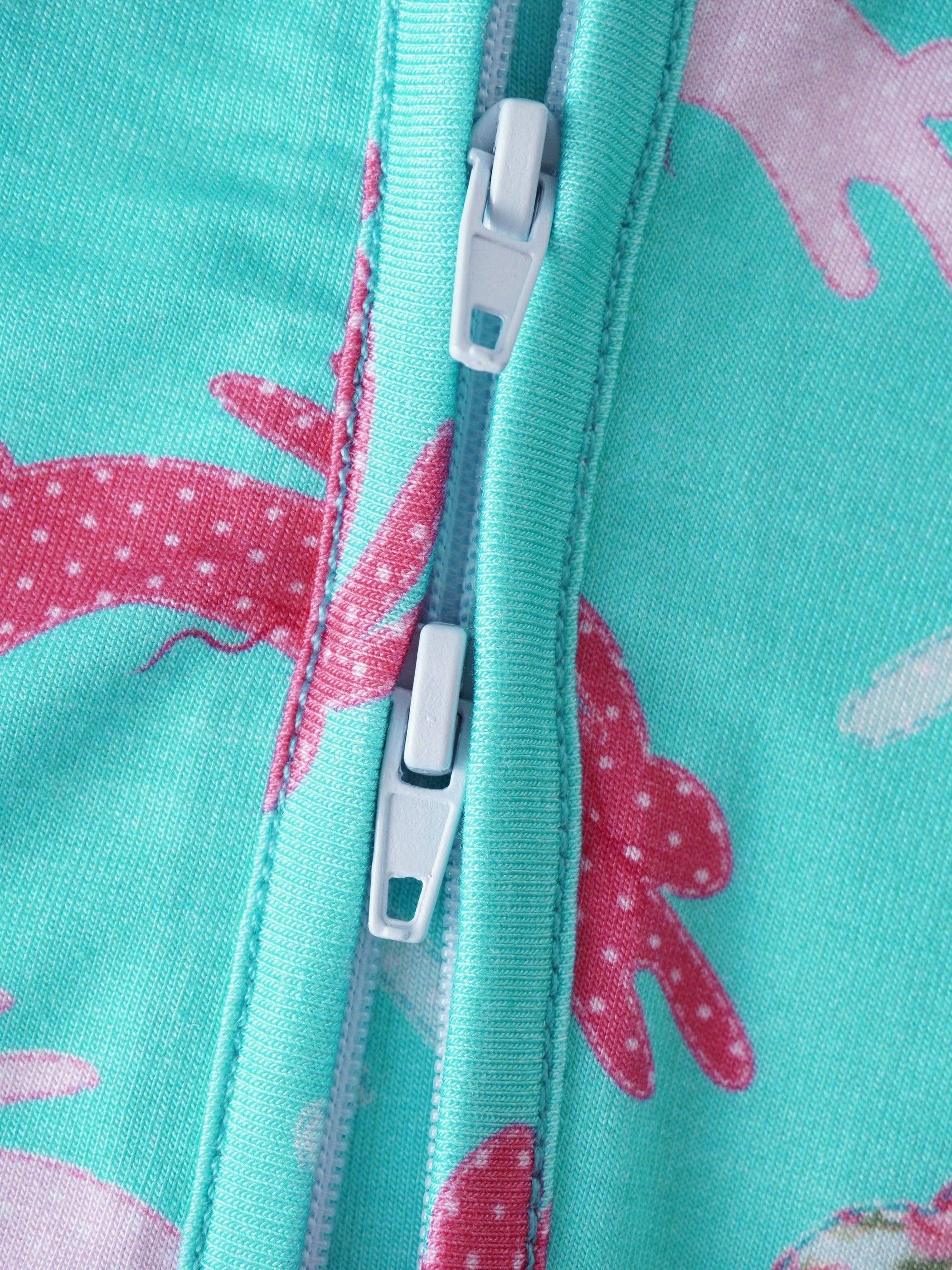 PoshTOT Little Flower Rabbit Bamboo Baby Convertible Zippy Romper: 3-6M