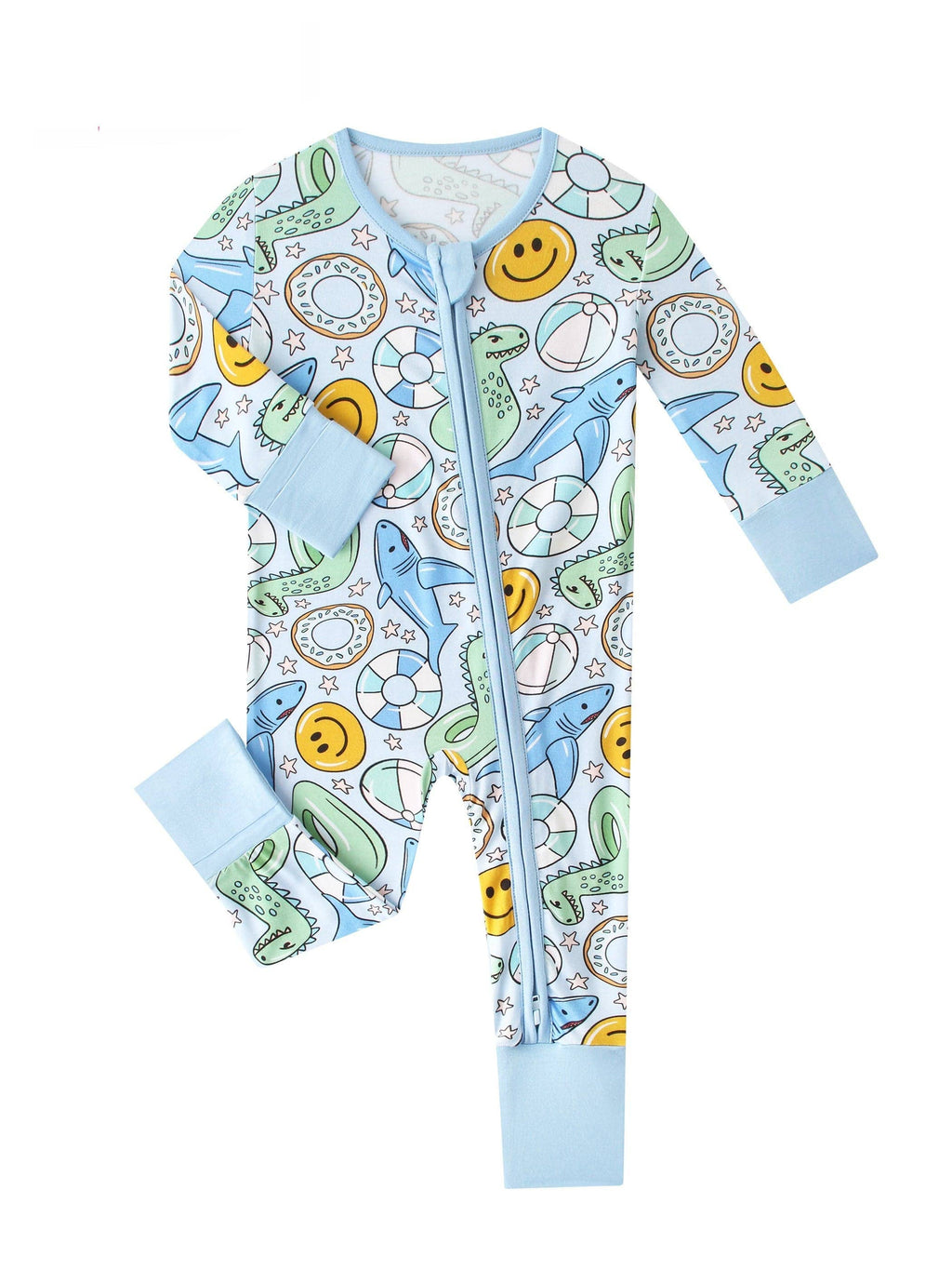 PoshTOT Summer Bamboo Baby Convertible Zippy Romper: 0-3M