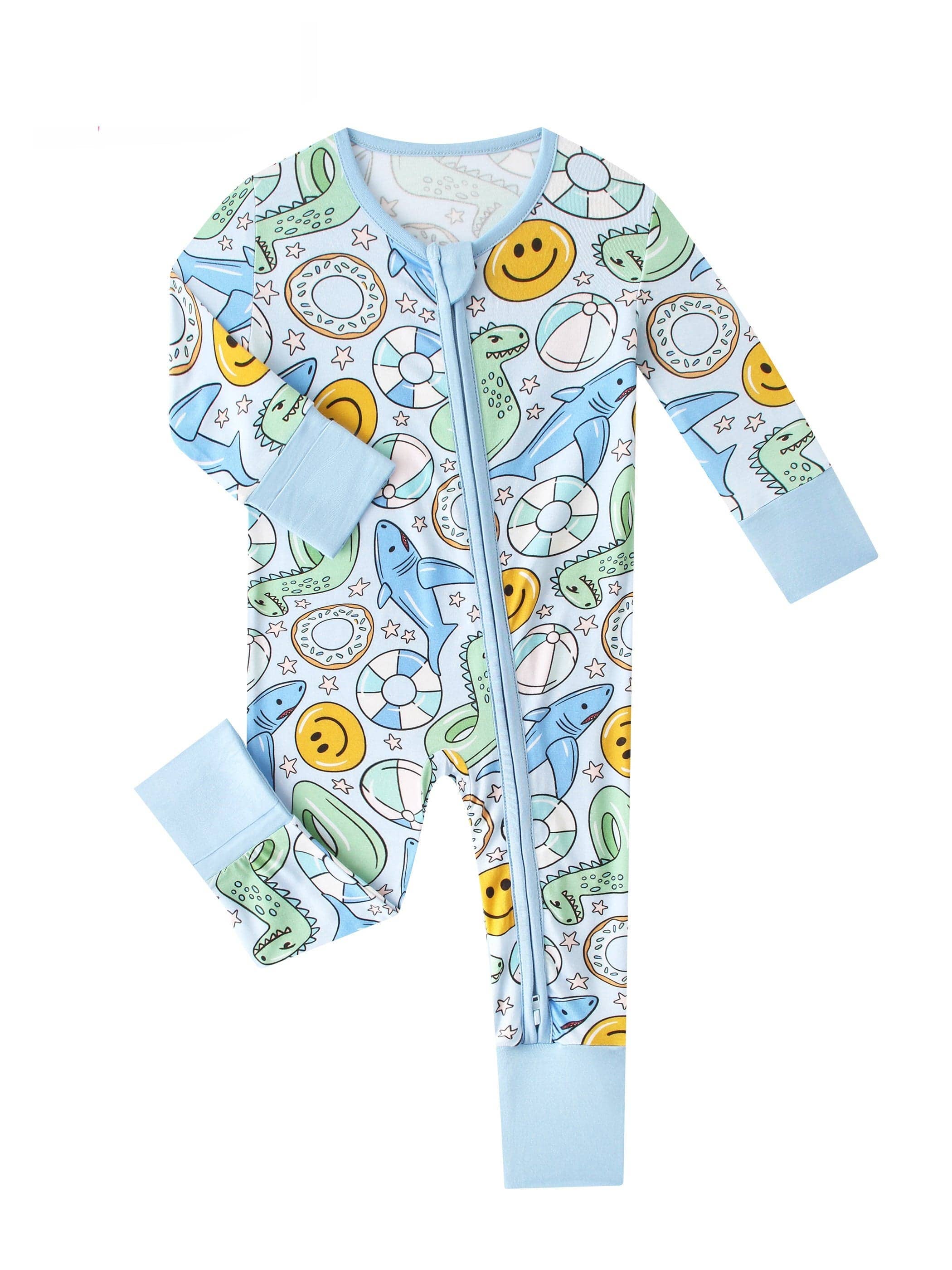 PoshTOT Summer Bamboo Baby Convertible Zippy Romper: 0-3M