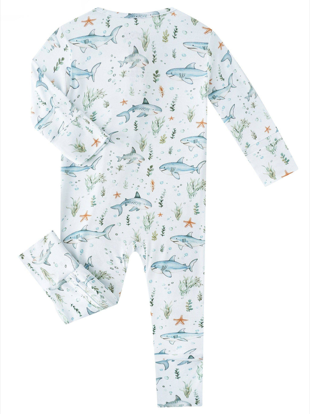 PoshTOT Shark Bamboo Baby Convertible Zippy Romper: 9-12M