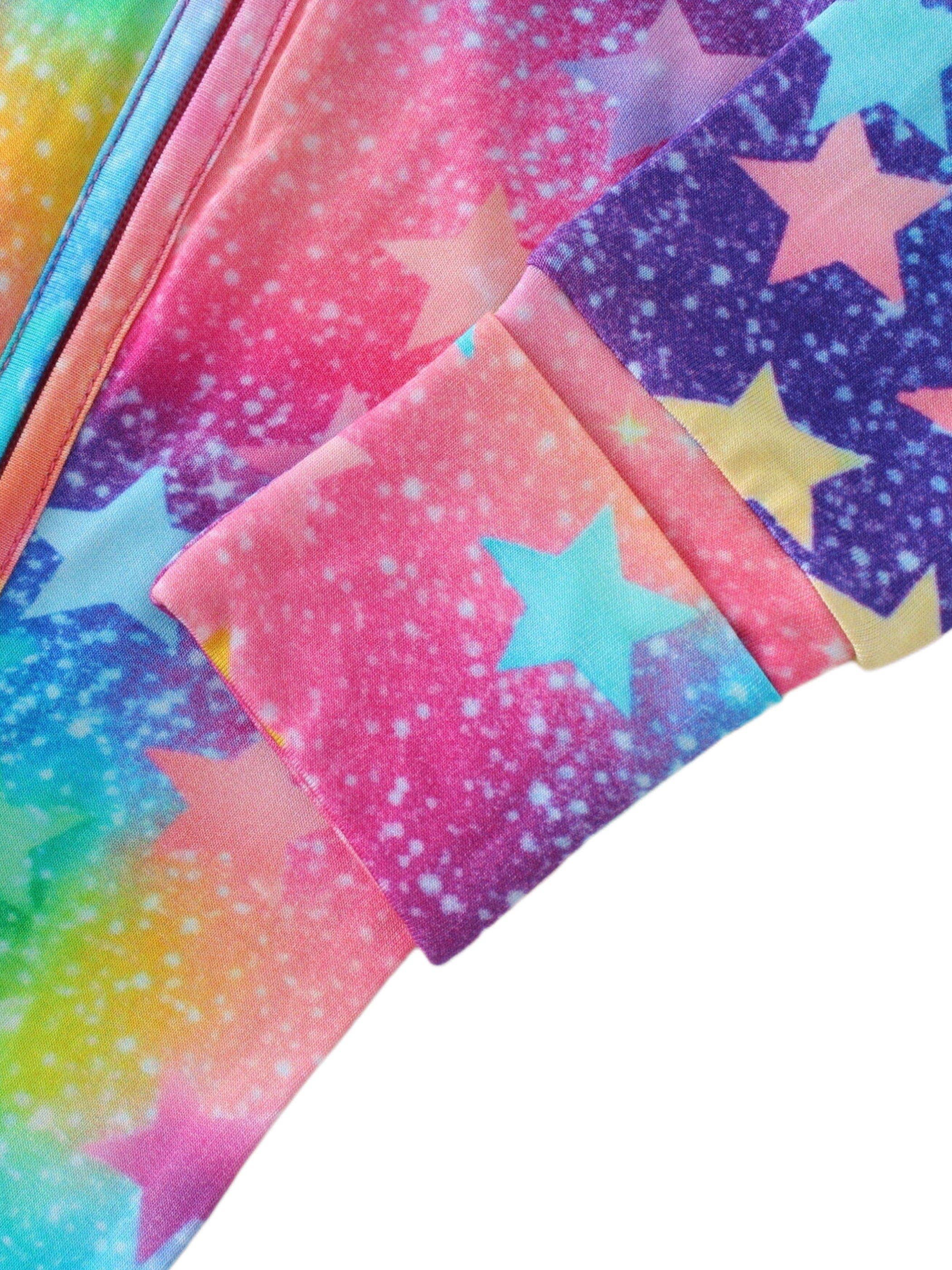 PoshTOT Colorful Stars Bamboo Baby Convertible Zippy Romper: Star / 3-6M
